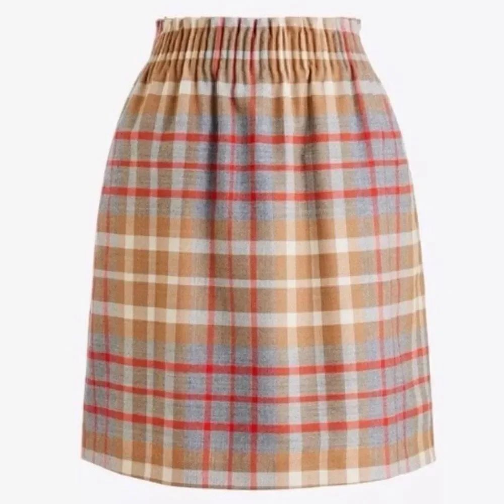 J. Crew Sidewalk Plaid Wool Blend Elastic Paper Bag Waist Mini Skirt